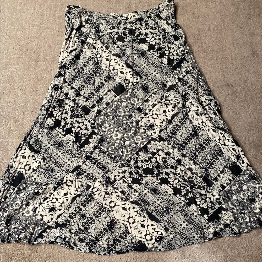 Brown and White Asymmetrical Medium Maxi Skirt with Sequins Collegiate Office
